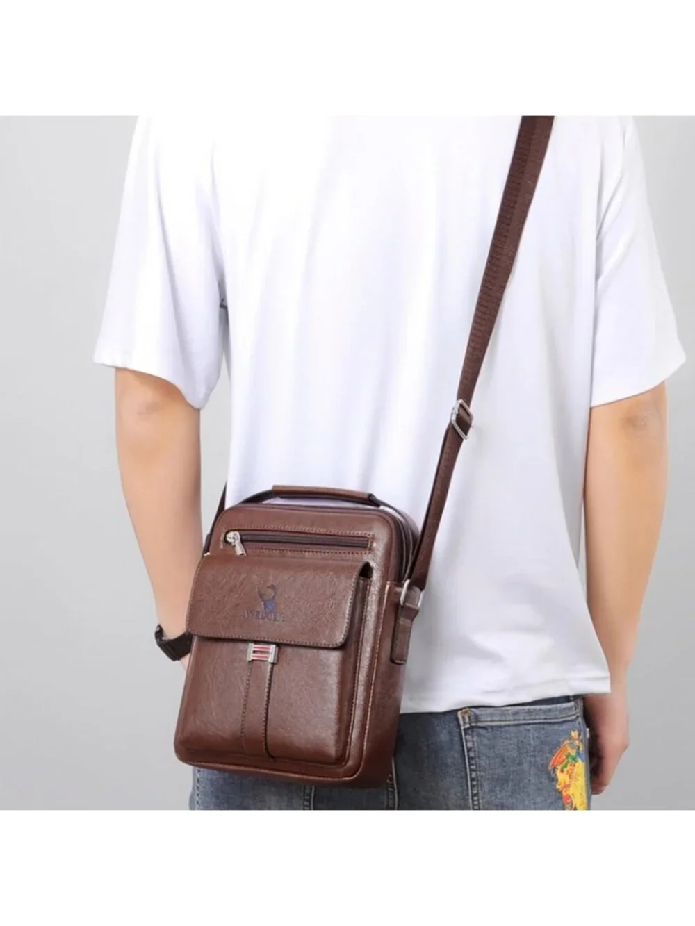 Vintage PU Leather Messenger Bag for Men - Small Crossbody Shoulder Satchel
